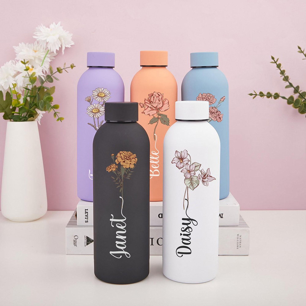 Flask Stainless Steel - Botol Air Bermotif Bunga yang Dapat