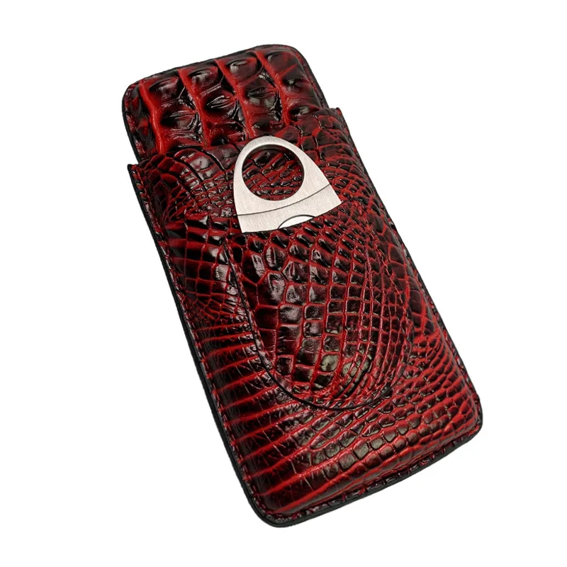 Men Accessories Gift Box - Kotak/Casing Cerutu Kulit Motif Aligator Portabel