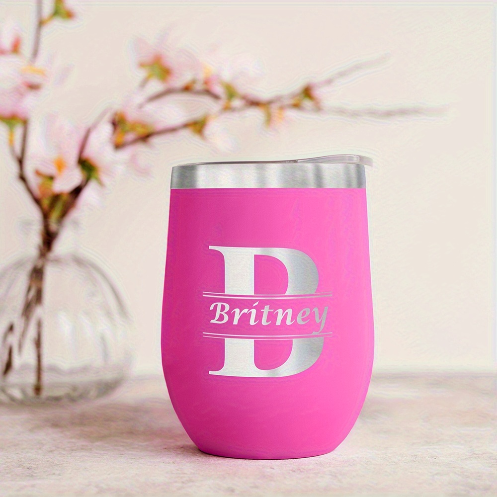 Flask Stainless Steel - Gelas Anggur Monogram Nama yang Dipersonalisasi,