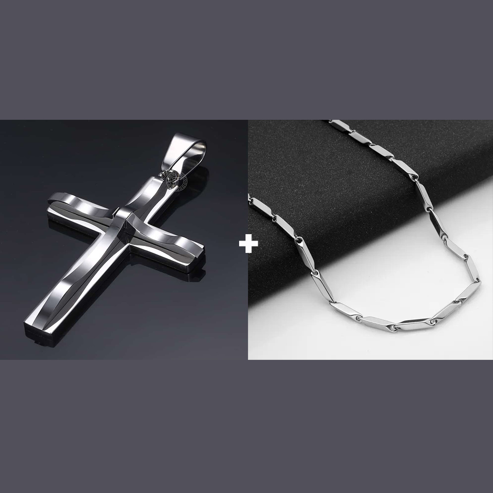 Men'S Accessories Jewelry Brands - Kalung Liontin Salib Melengkung Berwarna Perak