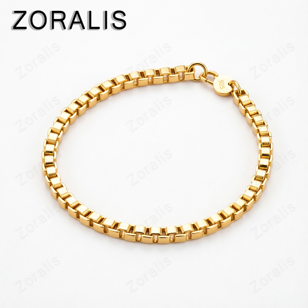 Men Accessories Gift Box - Gelang Rantai Kotak Emas 18K 4mm