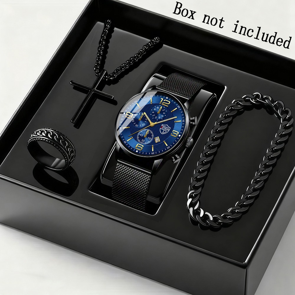 4pcs/set Set Jam Tangan & Gela - Men Accessories Elegant ulasan dan harga